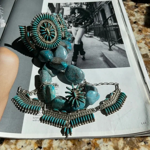 Bracelet and Necklace Set~ Native Signed BellisonZuni J.S. Bellson Sterl… - Picture 16 of 16